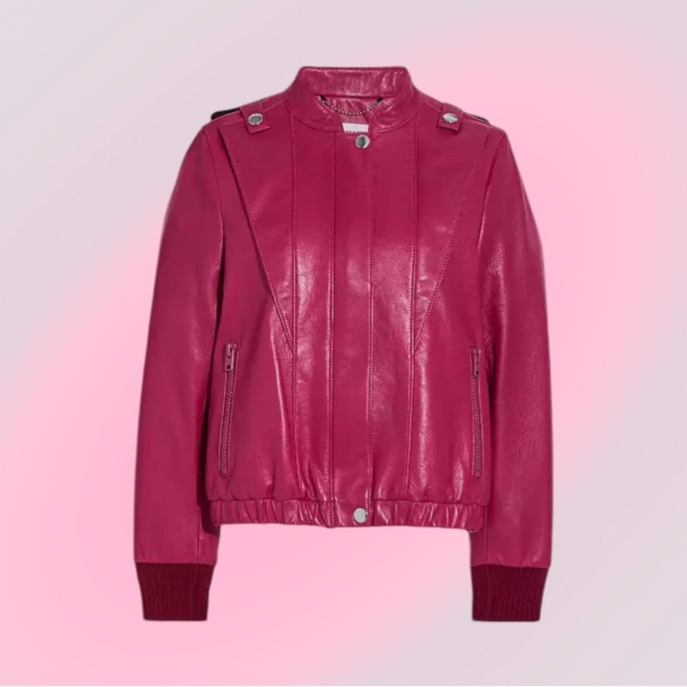 Coach Satin Leather Blouson Jacket, Size 10